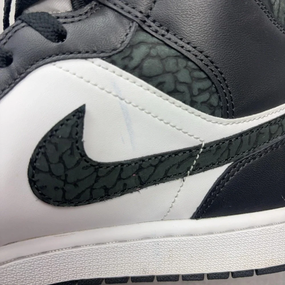 Jordan 1 Mid Shoes Mens Size 12 Black Panda Elephant Print Sneakers FB9911-001